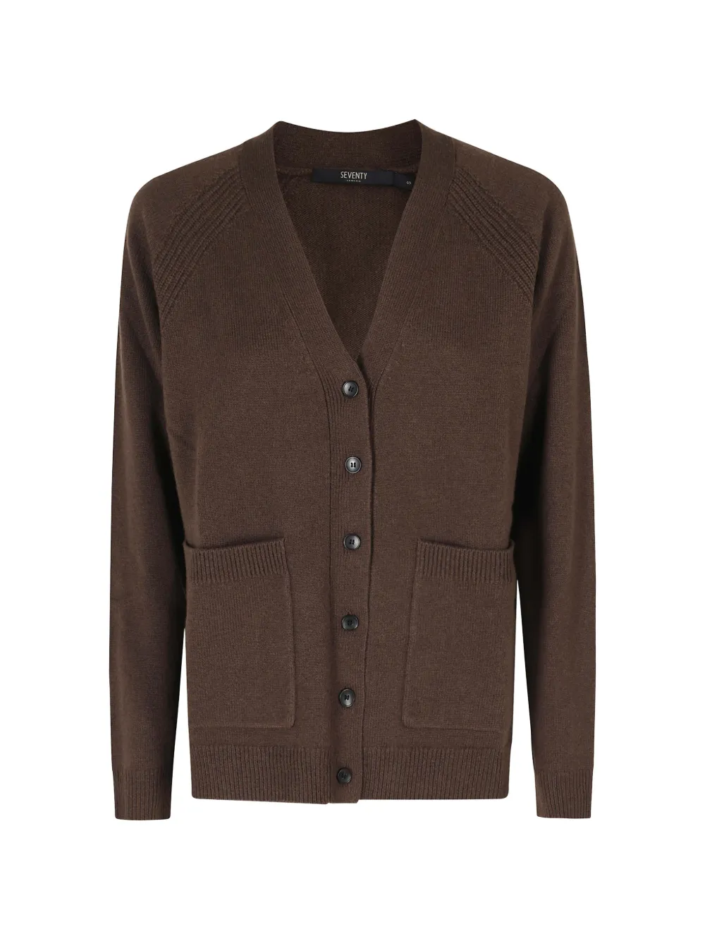 Seventy V-neck Patch-pocket Cardigan In Brown