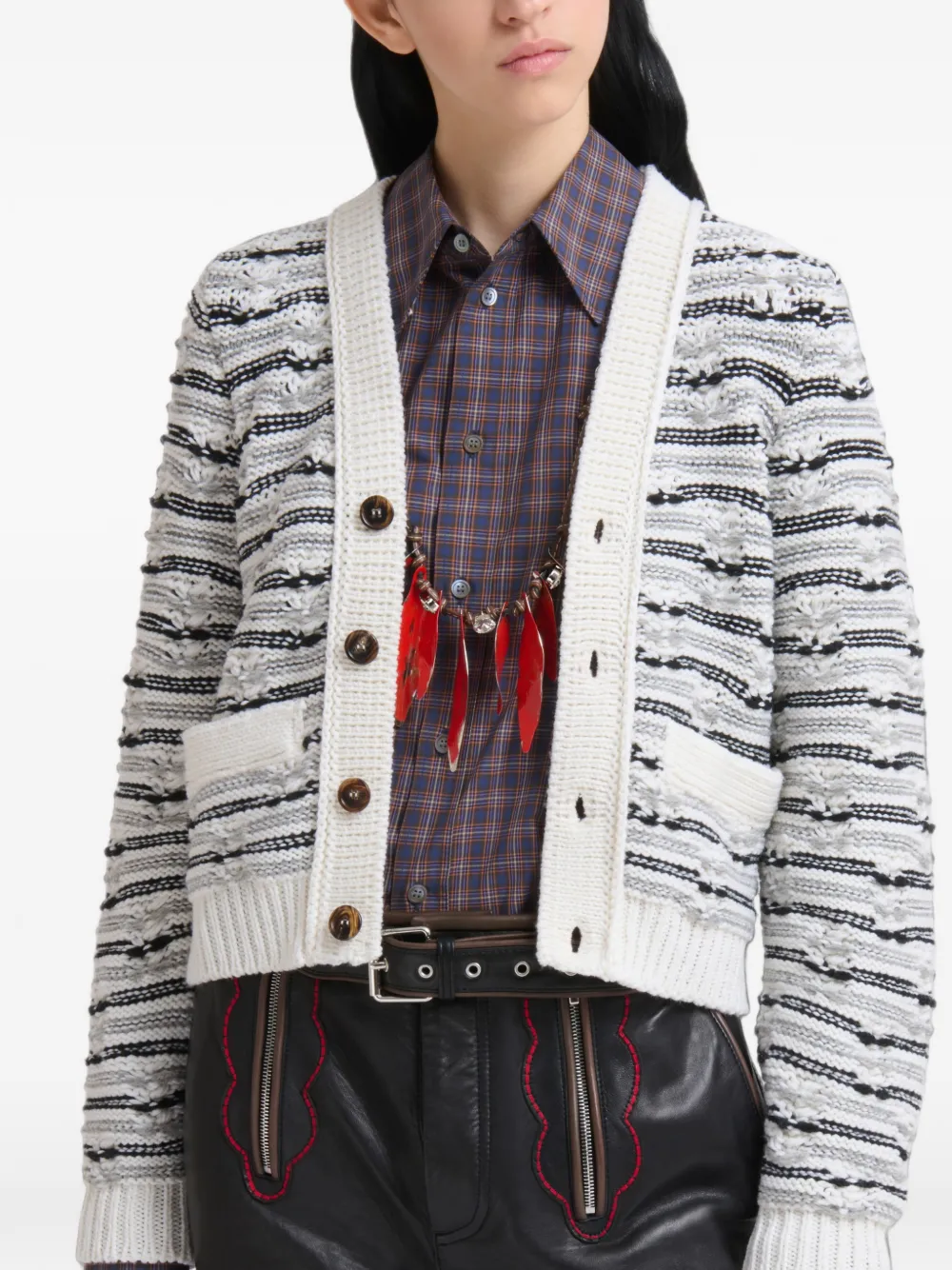 Marni Wollen vest met stiksels Wit
