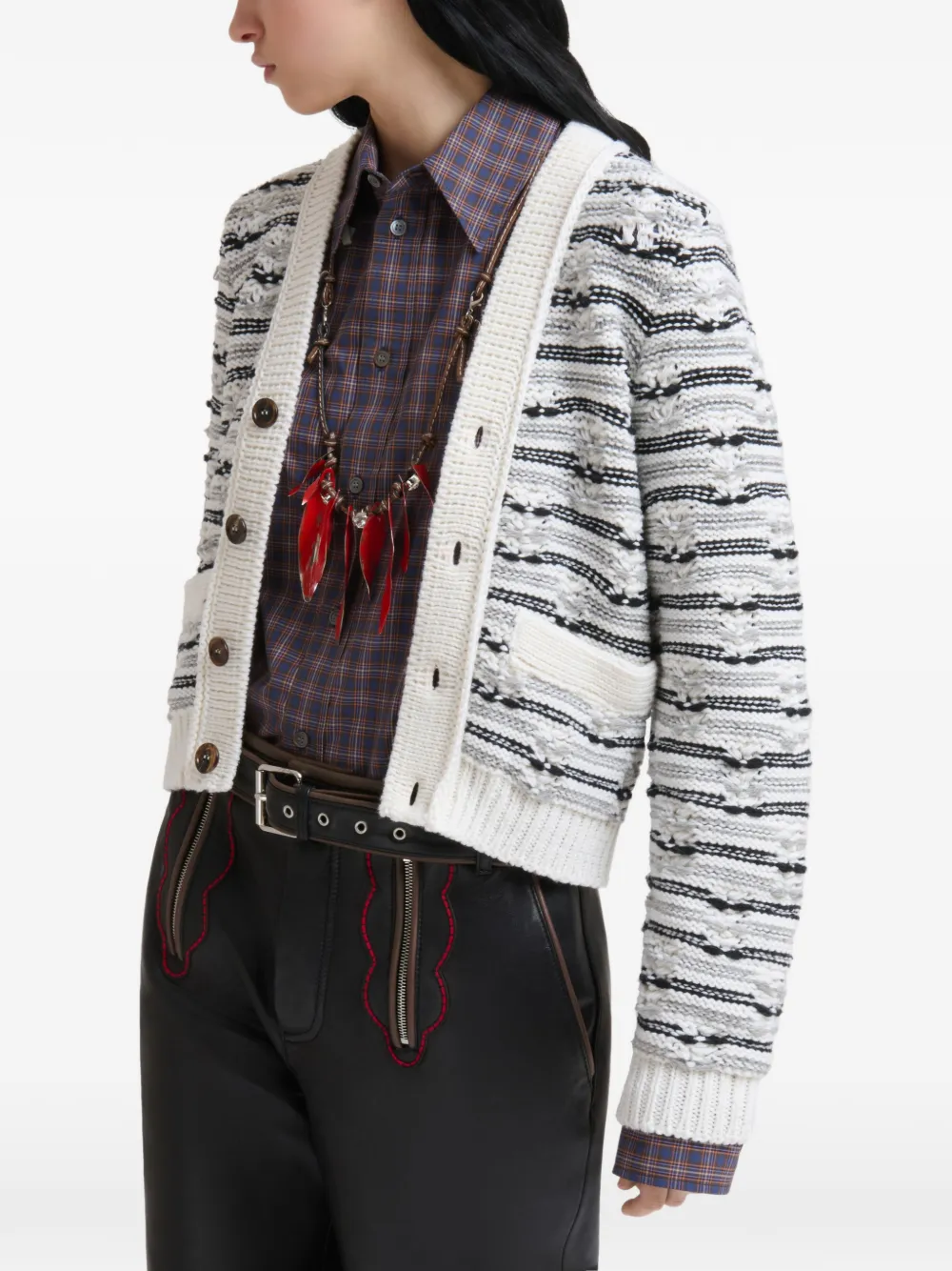 Marni Wollen vest met stiksels Wit