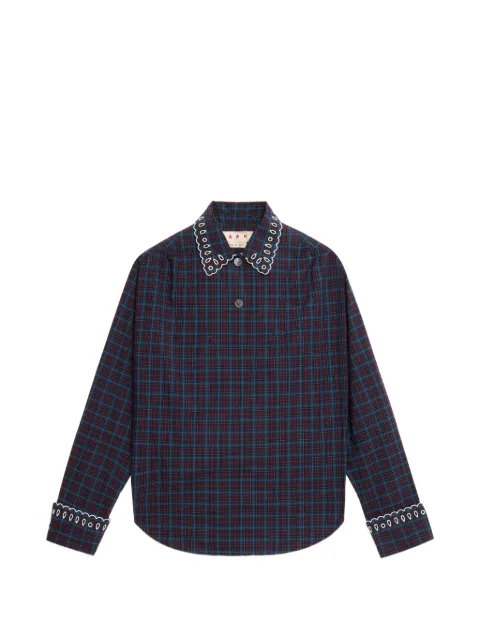 Marni plaid broderie anglaise shirt