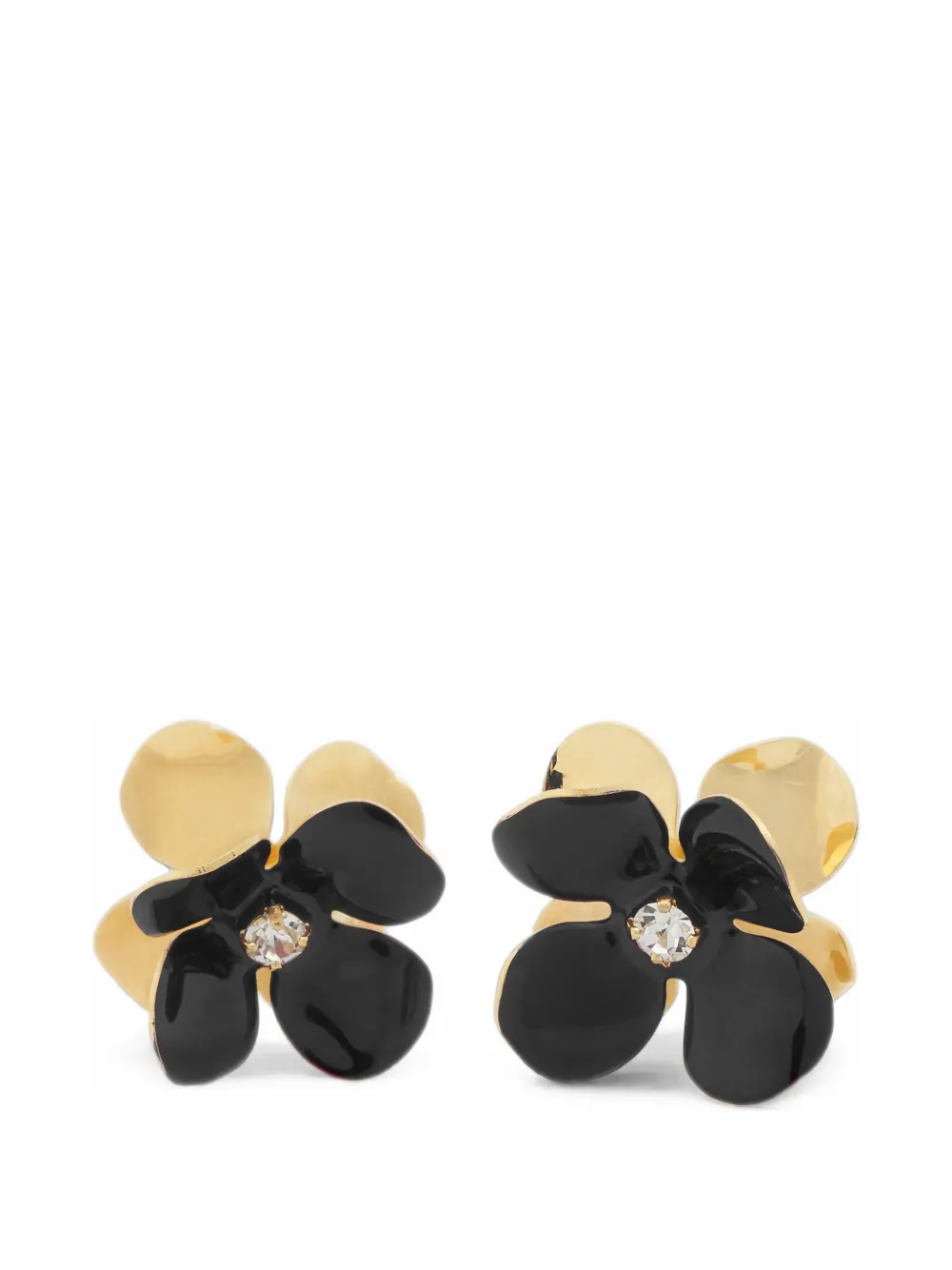 Marni black enamel daisy stud earrings - Oro