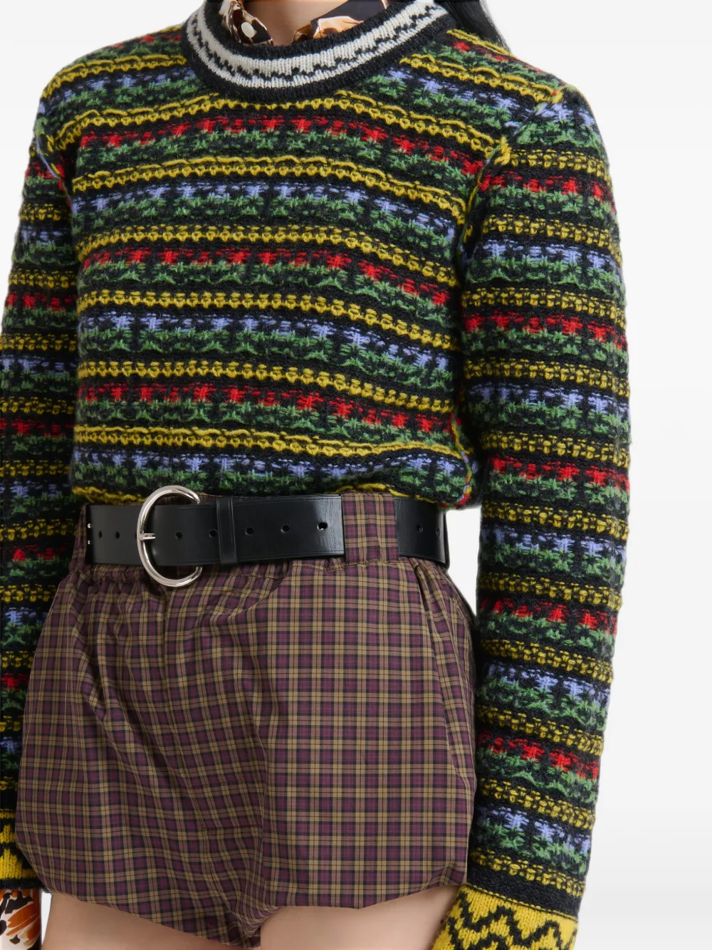 Marni black shetland-wool jumper with Fairisle motif Zwart