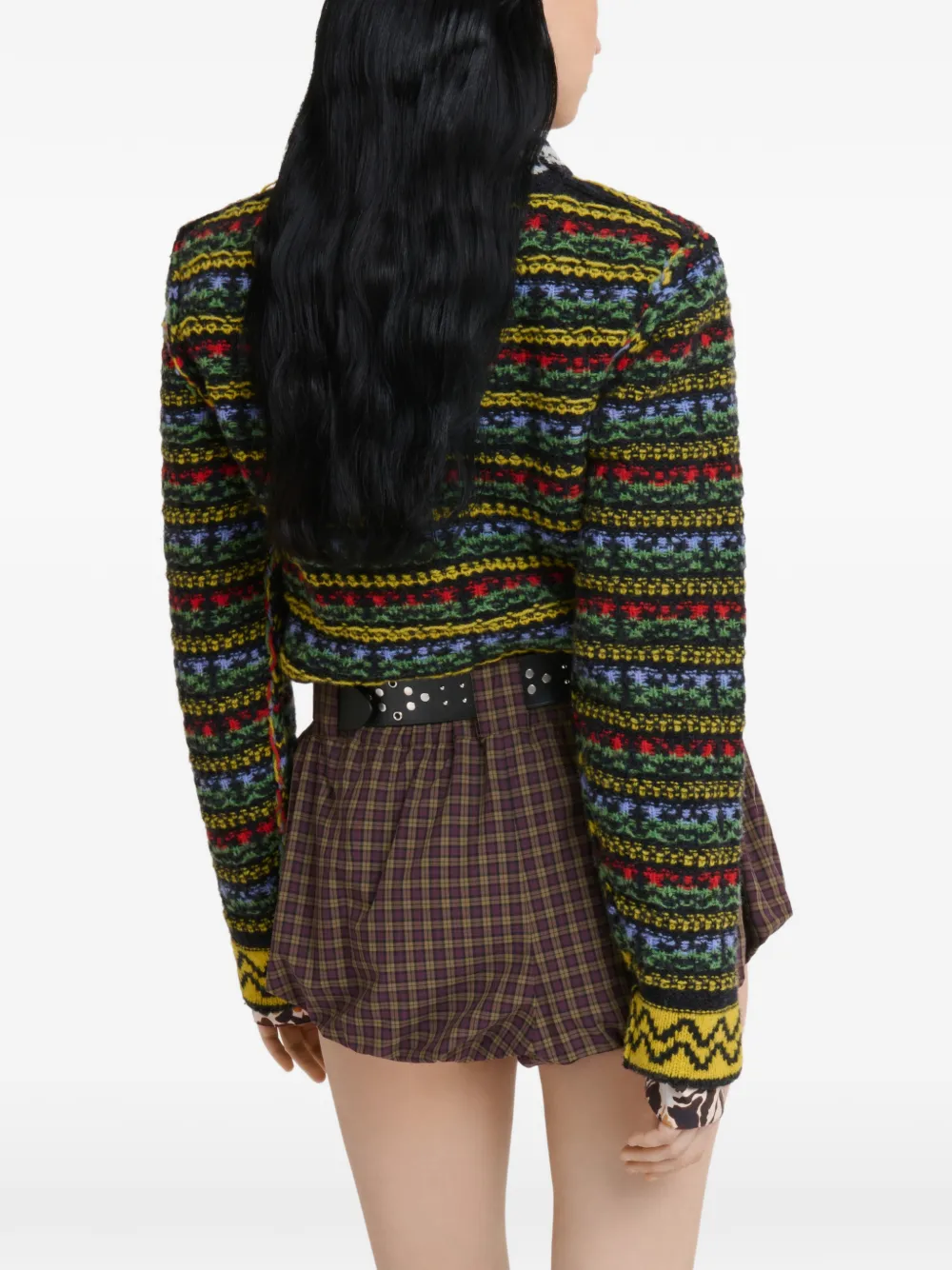 Marni black shetland-wool jumper with Fairisle motif Zwart