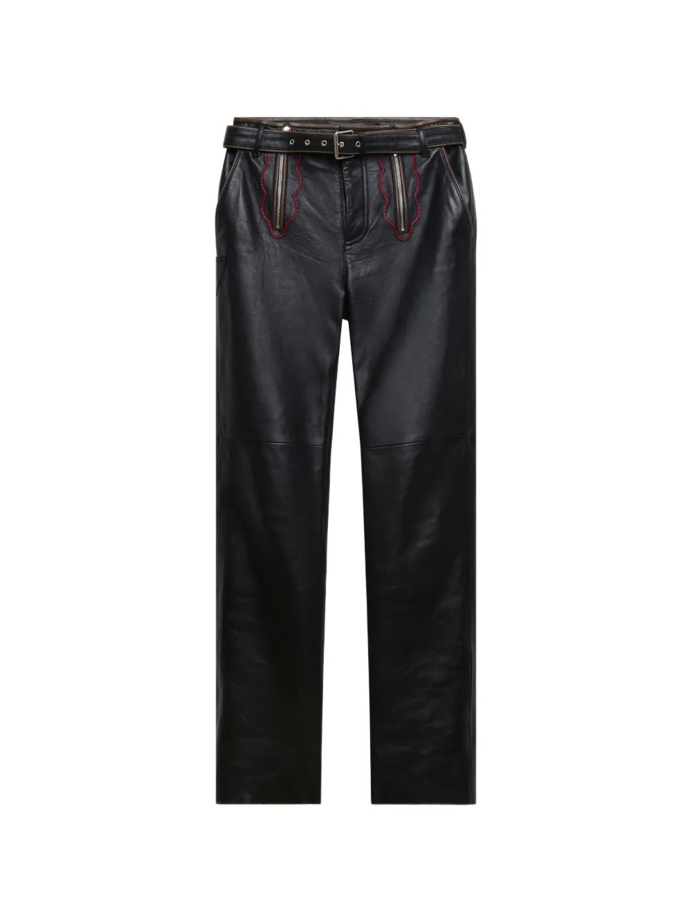 Marni embroidered panelled leather trousers