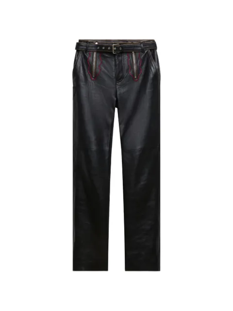 Marni embroidered panelled leather trousers