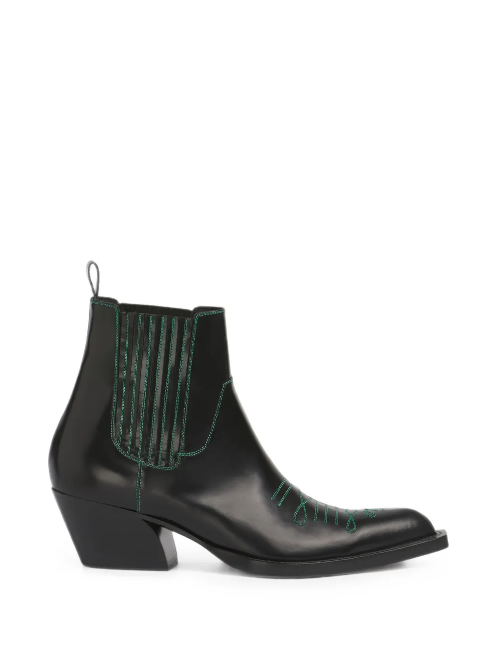 Marni leather cowboy boot with contrast stitching