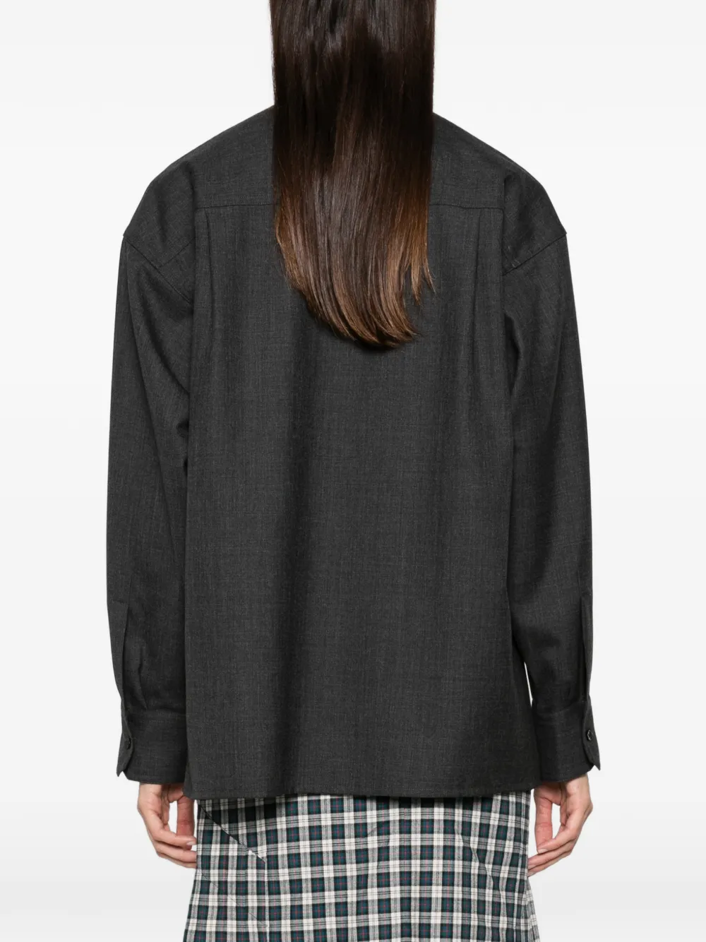 Plan C bow-detail long-sleeve shirt Grijs