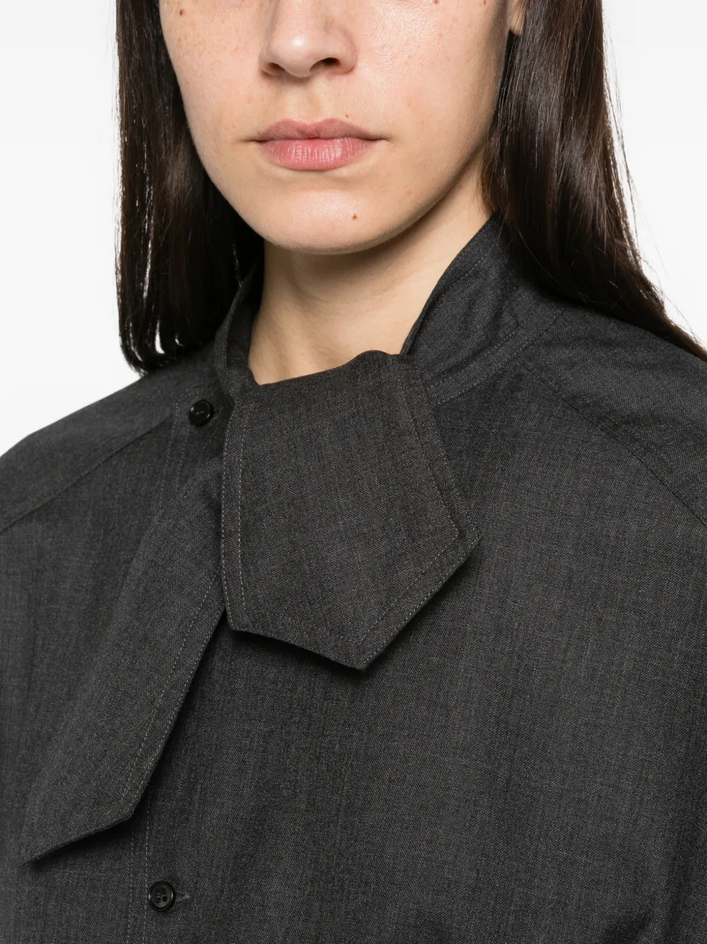 Plan C bow-detail long-sleeve shirt Grijs