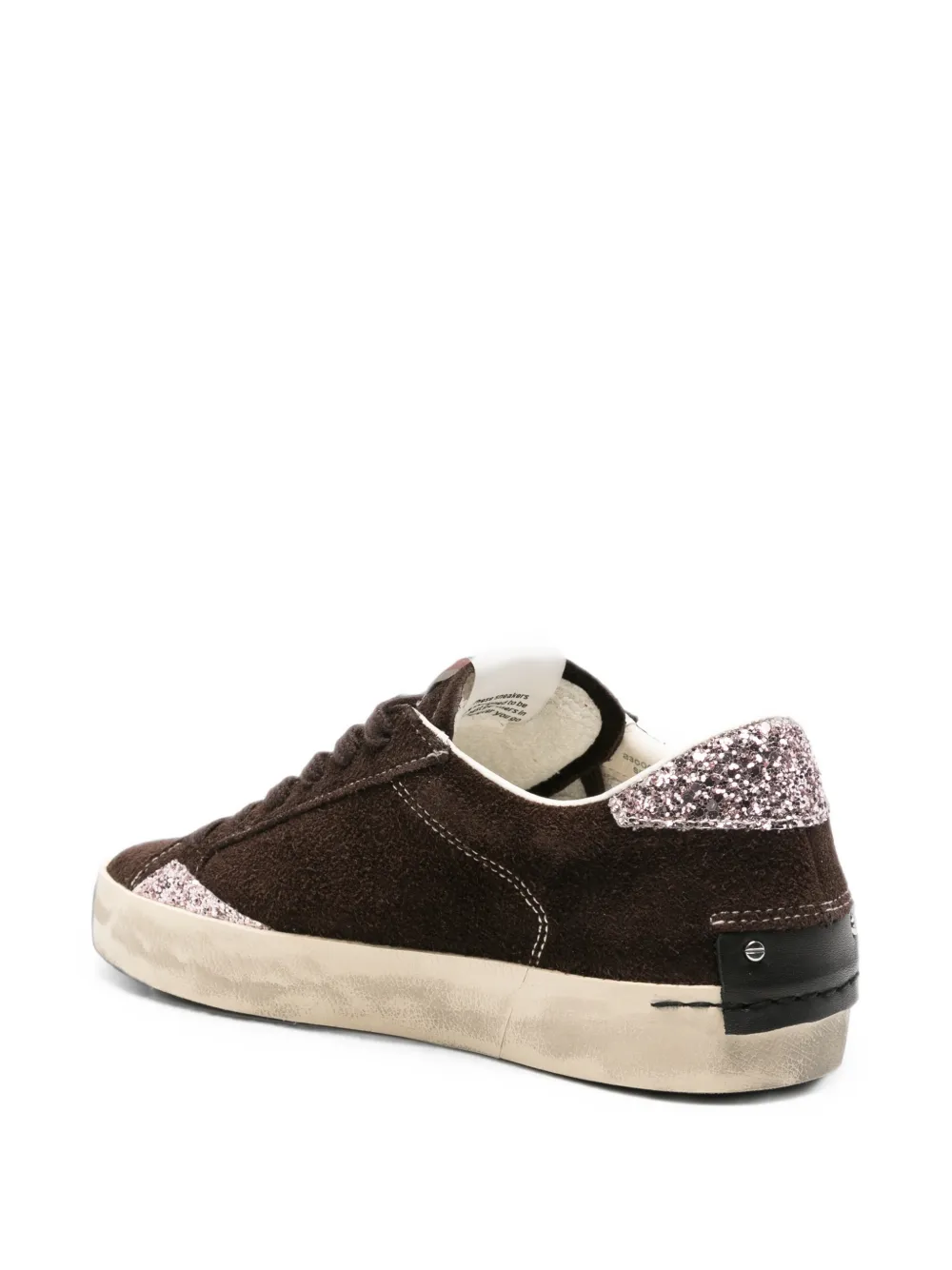 Crime London Distressed glitter-panel sneakers Bruin