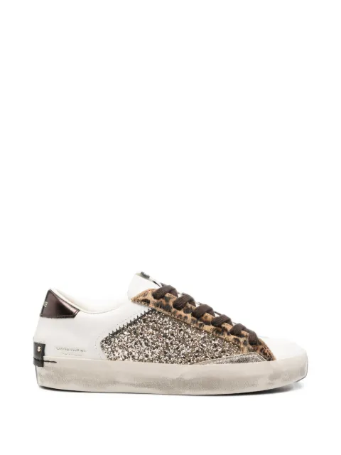 Crime London Distressed glitter leopard-print sneakers