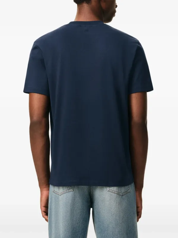AMI Paris Blue Cotton T-shirt With Ami De Coeur | Blue | FARFETCH