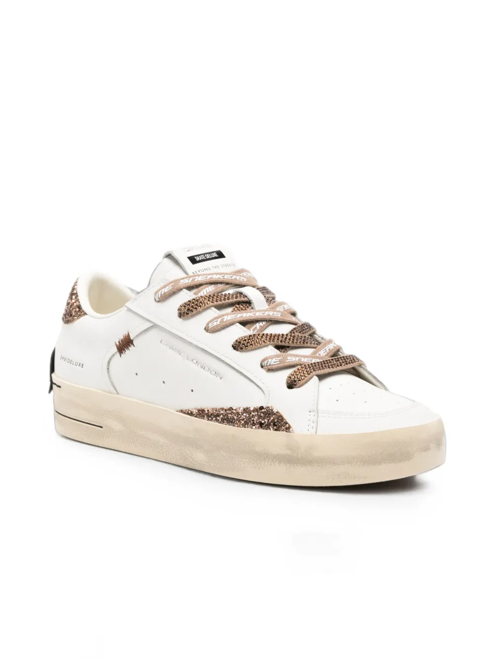 Crime London Sk8 Deluxe glitter-detail leather sneakers Wit