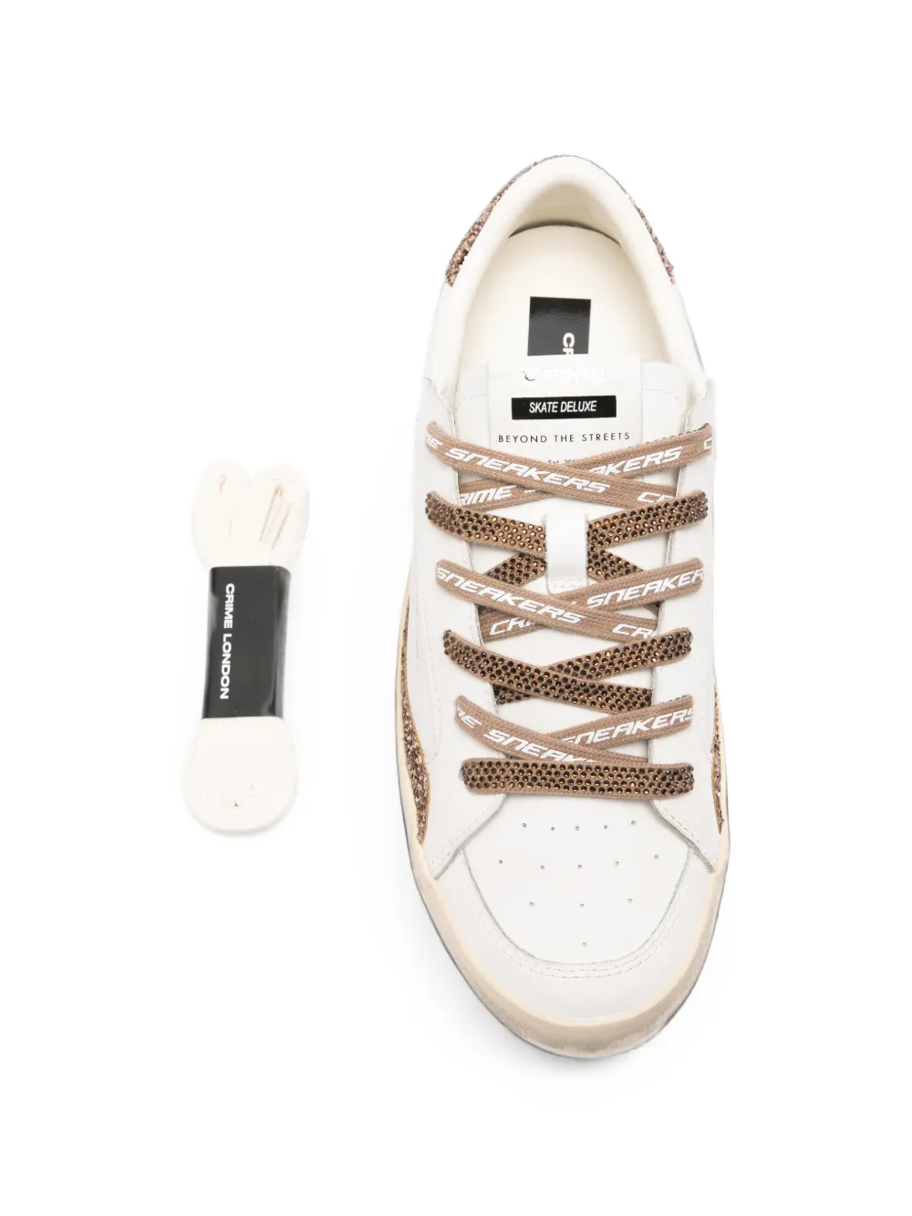 Crime London Sk8 Deluxe glitter-detail leather sneakers Wit