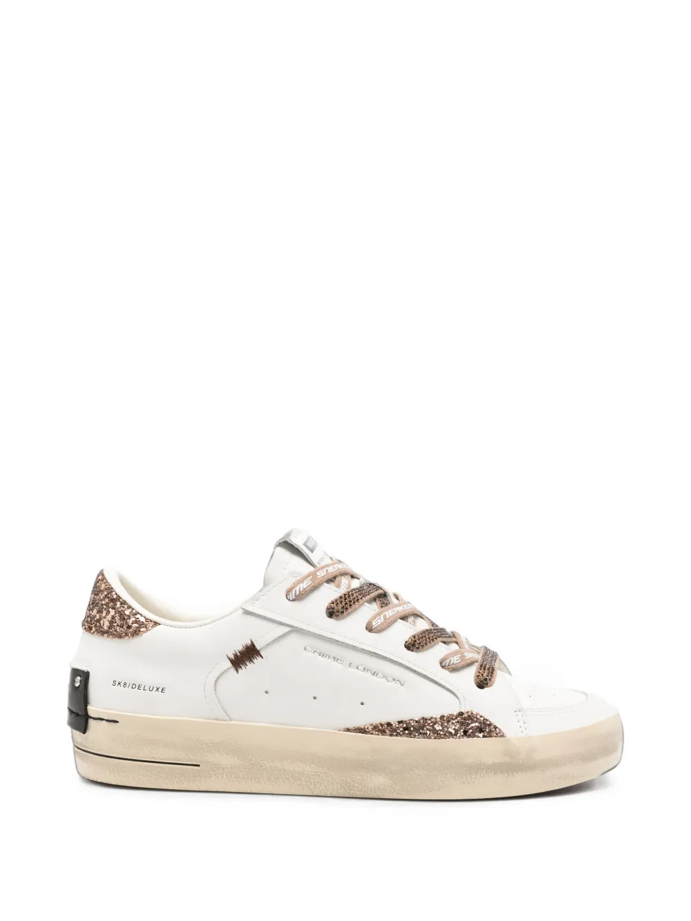 Crime London Sk8 Deluxe glitter-detail leather sneakers Wit