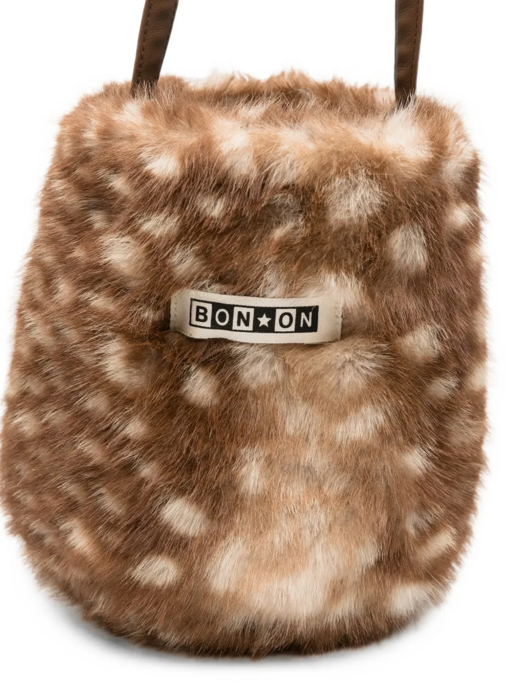 Bonton Pitou fawn-print faux-fur shoulder bag Bruin