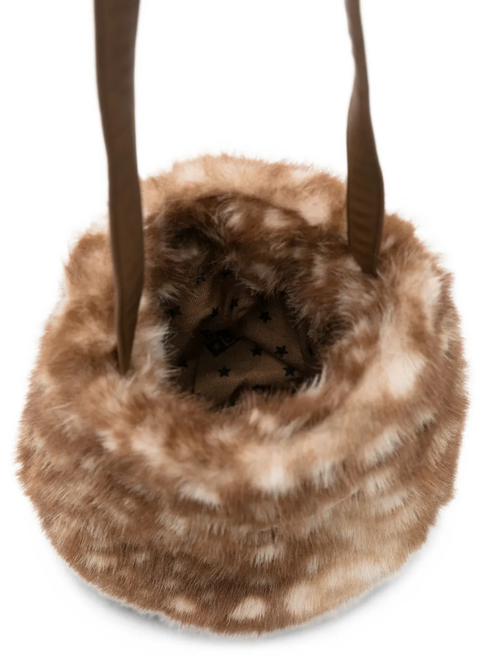 Bonton Pitou fawn-print faux-fur shoulder bag Bruin