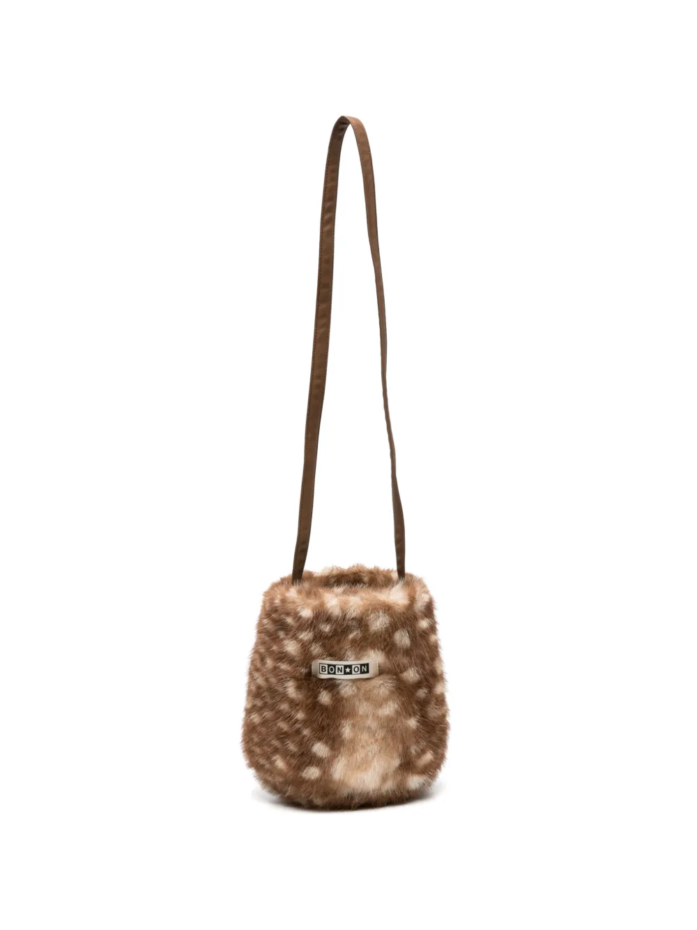 Bonton Pitou fawn-print faux-fur shoulder bag - Marrone