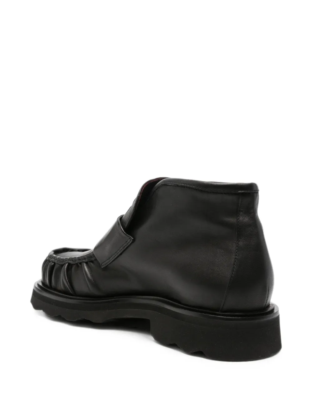 Pomme D´Or ruched penny leather ankle boots Zwart