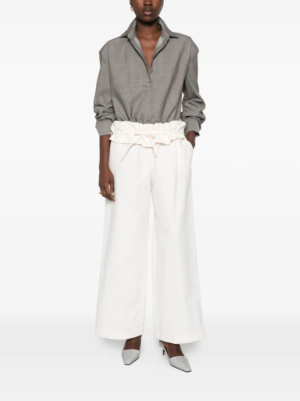 Magda Butrym Broek met paperbag taille Beige