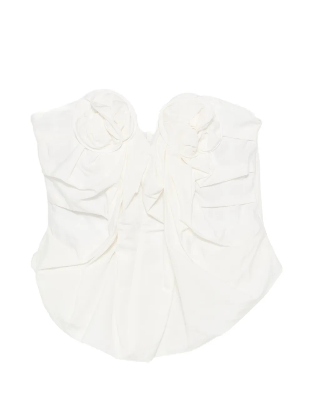 Magda Butrym floral-appliqué ruffled top - Nude