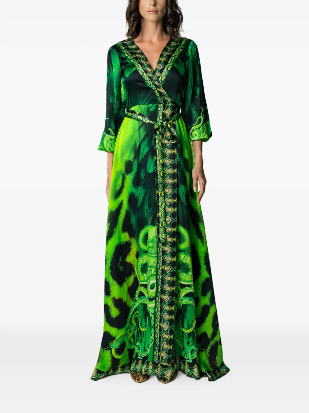 MIAU by Clara Rotescu snake-print wrap maxi dress - Verde