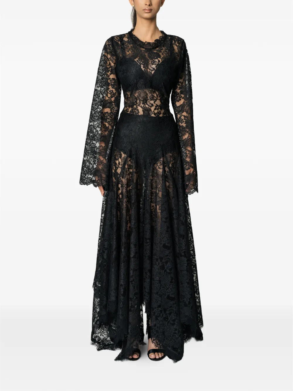 MIAU by Clara Rotescu Capri lace long-sleeve maxi dress