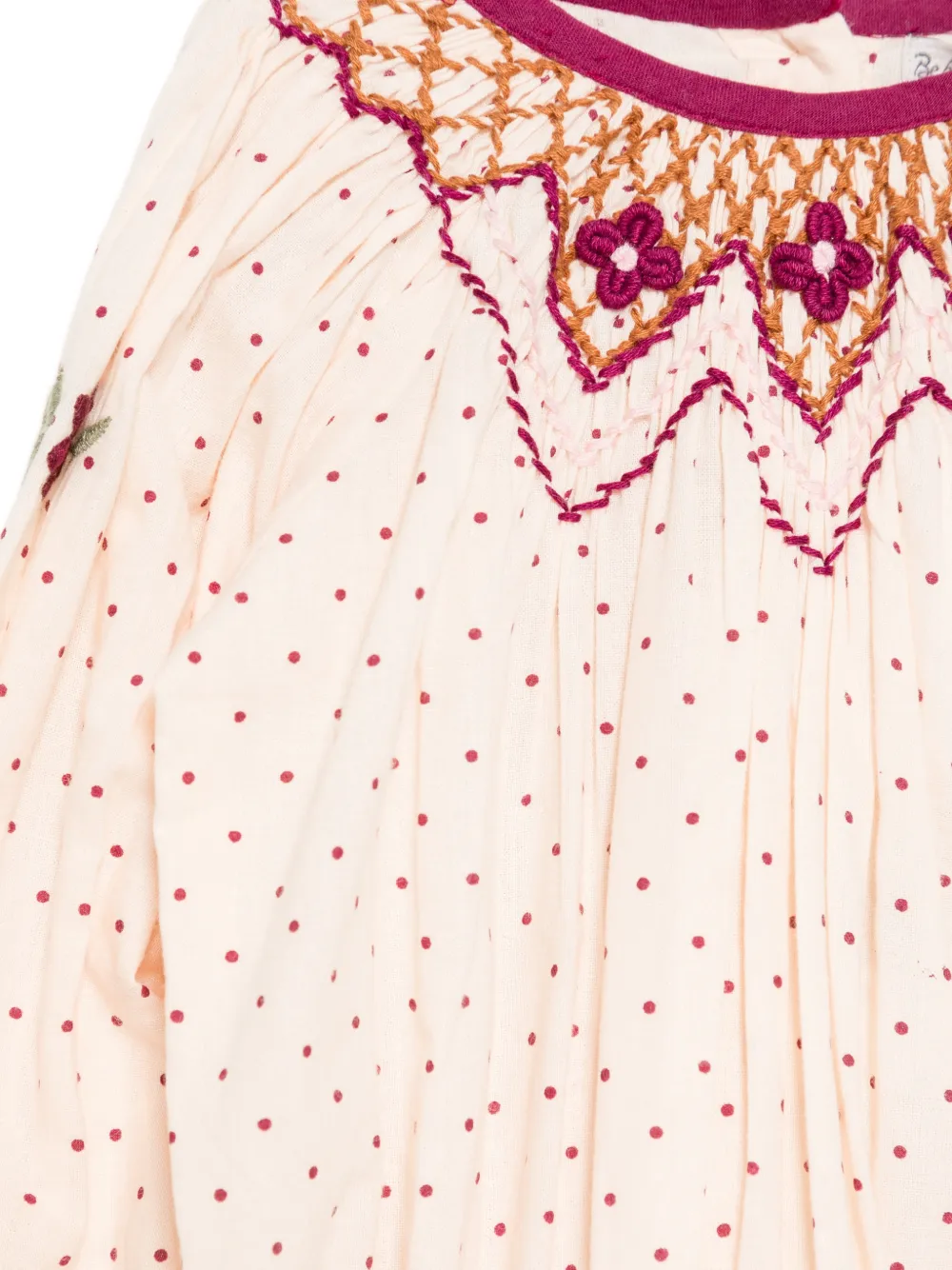 Bebe Organic Scarlet gesmockte body met stippen Roze