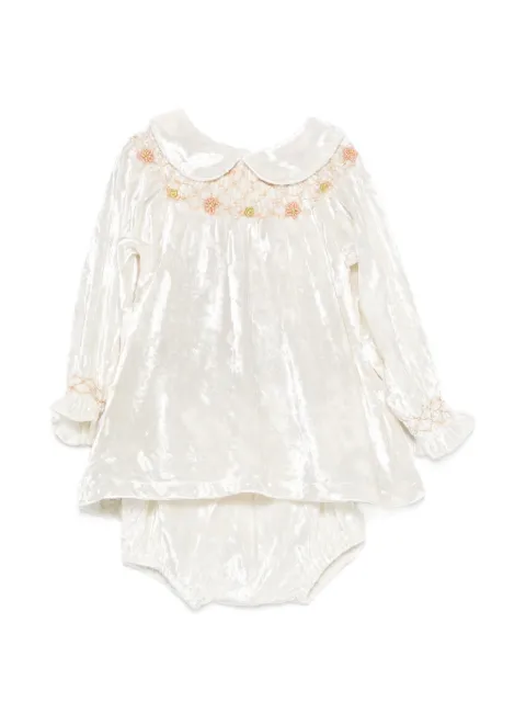 Bebe Organic Harriet smocked velvet shorts set
