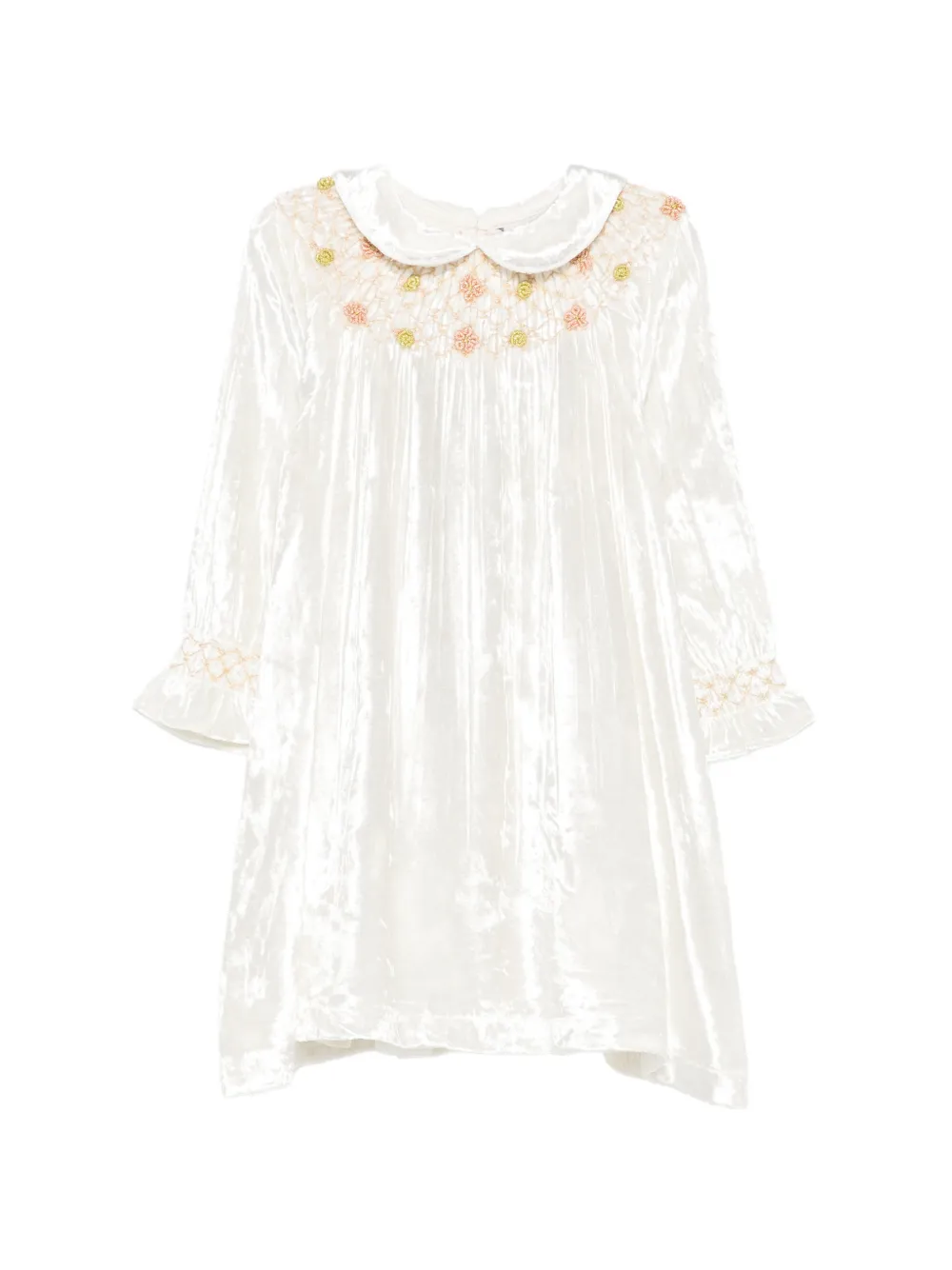 Bebe Organic Herriet smocked velvet dress - Bianco