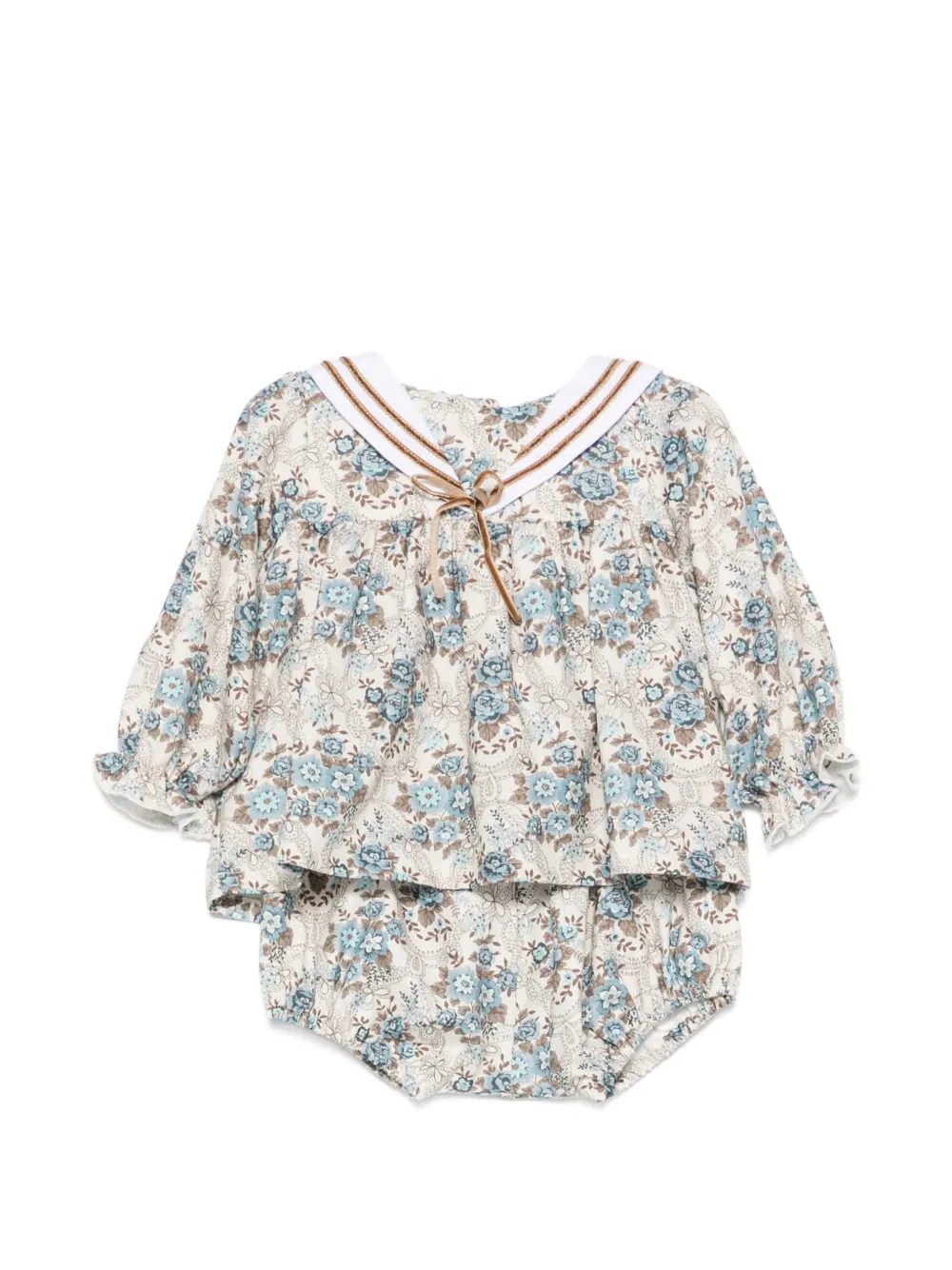 Bebe Organic ensemble haut-short Catherine à fleurs et col bateau - Tons neutres Bebe Organic ensemble haut-short Catherine à fleurs et col bateau - Tons neutres