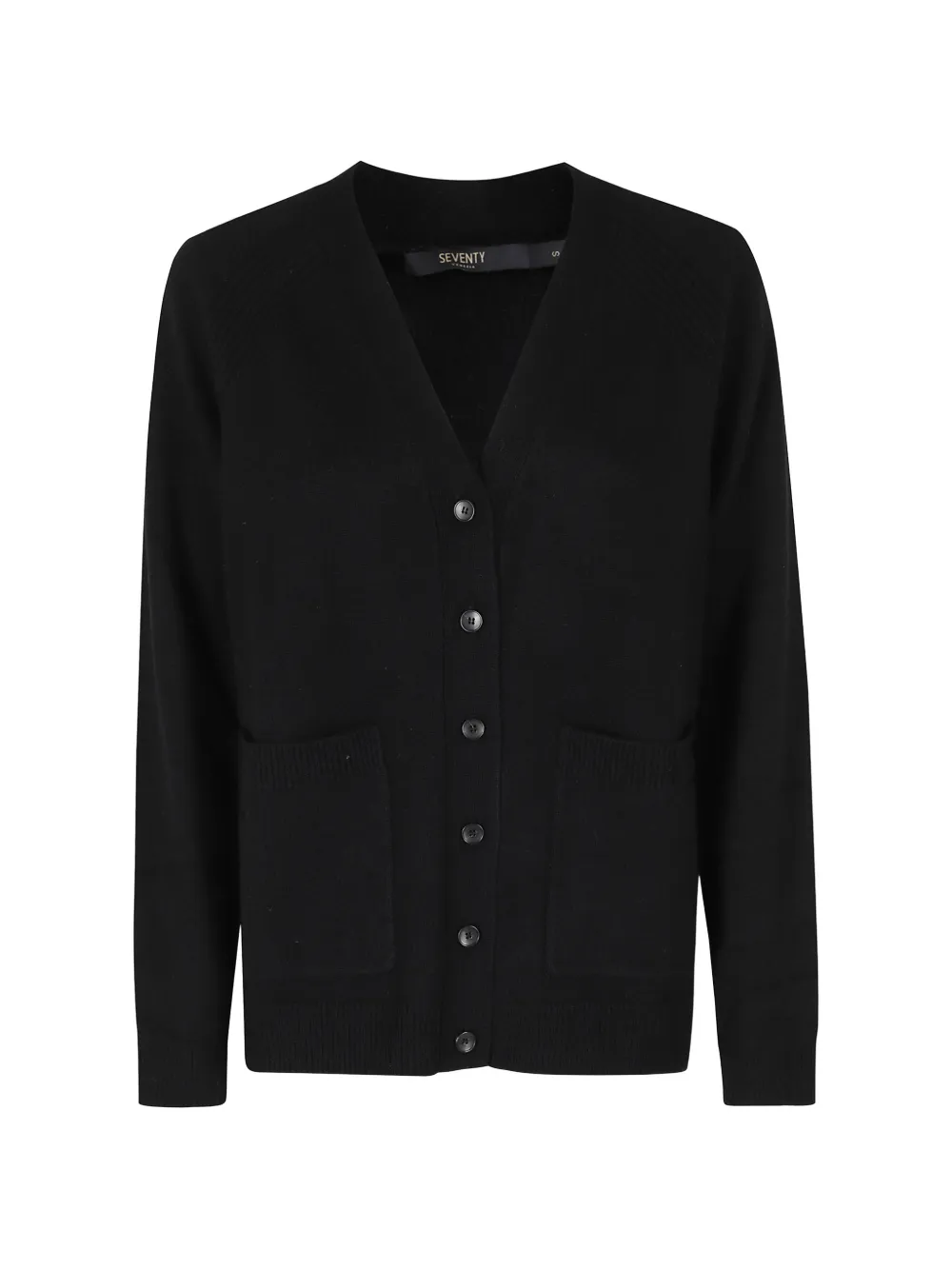 Seventy V-neck Patch-pocket Cardigan In Black