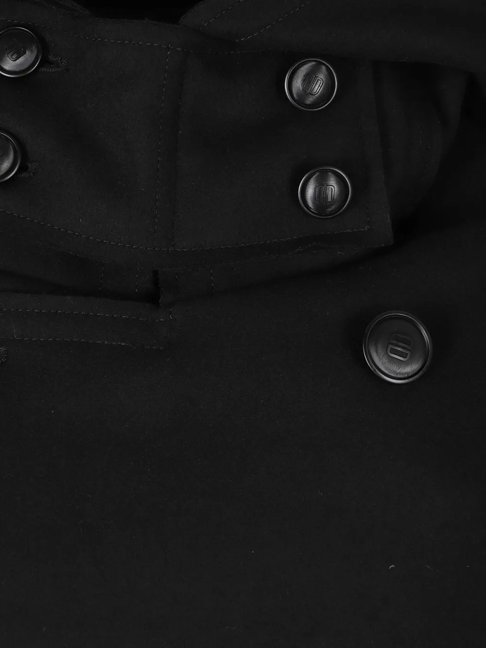 Duno Ares Berlino double-breasted hooded jacket Zwart