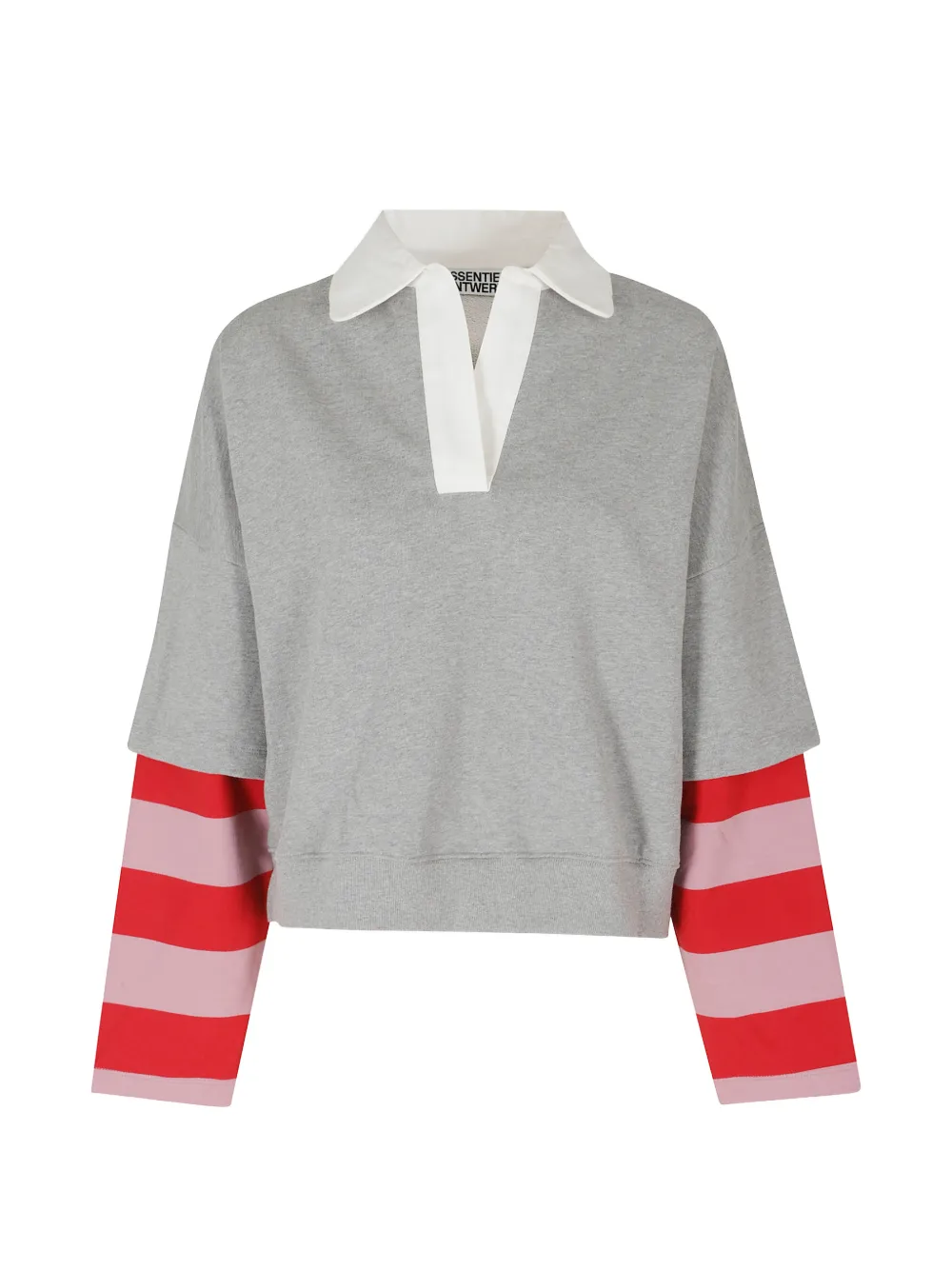 Essentiel Antwerp layered-sleeve polo sweatshirt Grijs