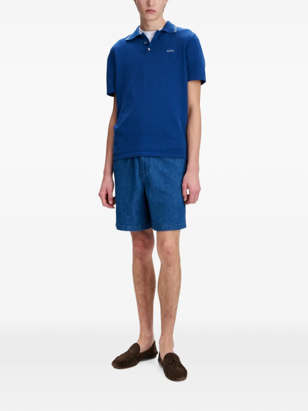A.P.C. Geplooide shorts met elastische taille Blauw