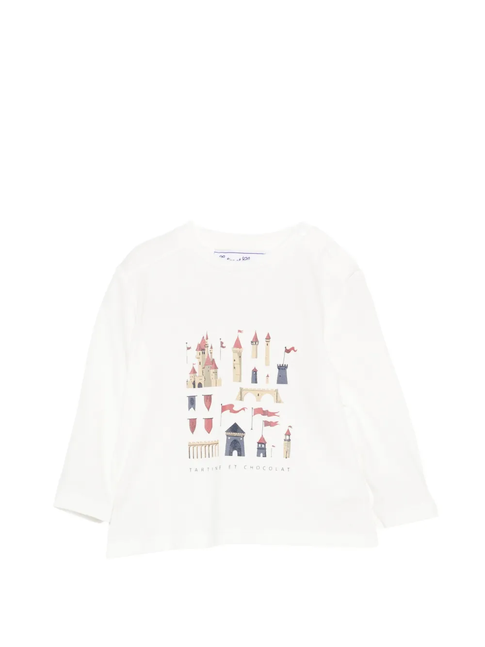 Tartine Et Chocolat castle-print long-sleeve T-shirt - Bianco