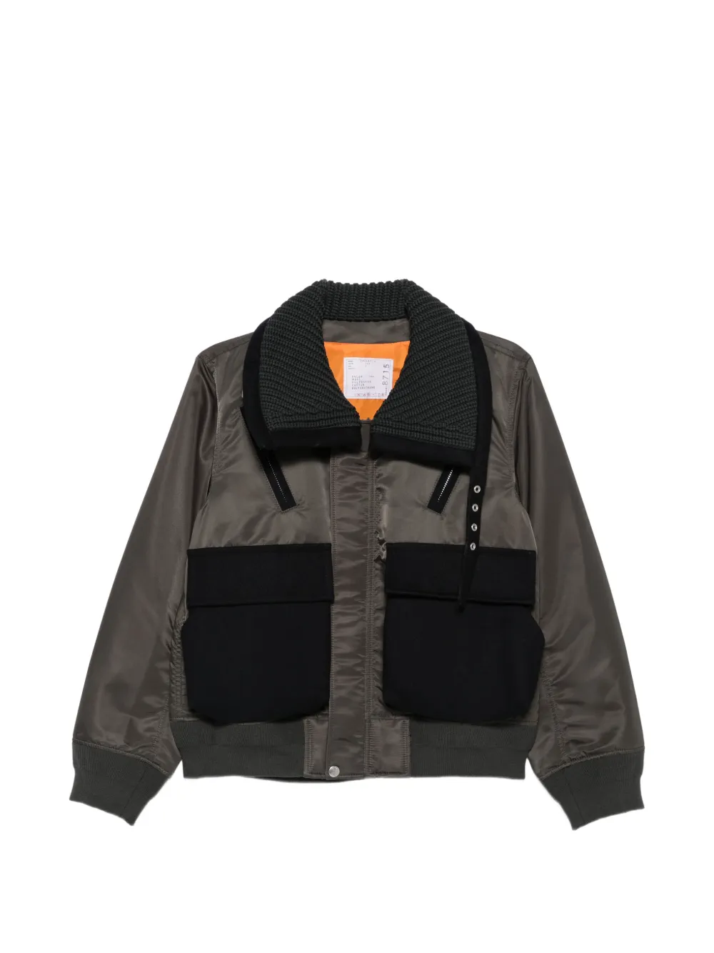 sacai buckle-collar panelled jacket - Grigio