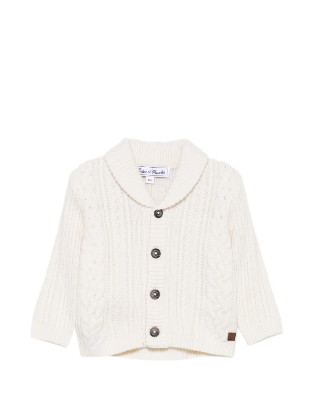 Tartine Et Chocolat cable-knit shawl-collar cardigan - Bianco