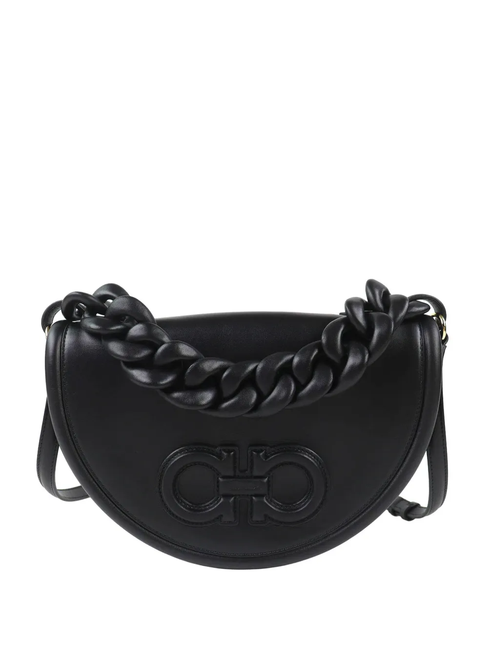 Ferragamo Pre-Owned Borsa a tracolla Aura Crescent in pelle di vitello 2021-2026 - Nero