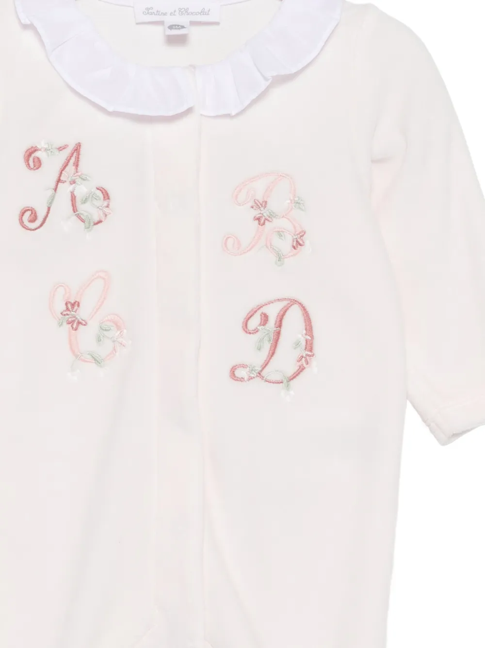 Tartine Et Chocolat ruffled embroidered-lettering pajamas Roze