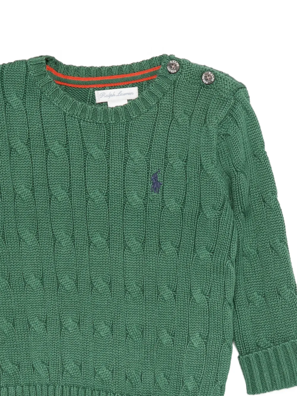 POLO RALPH LAUREN KIDS Kabelgebreide trui met knoopdetail Groen