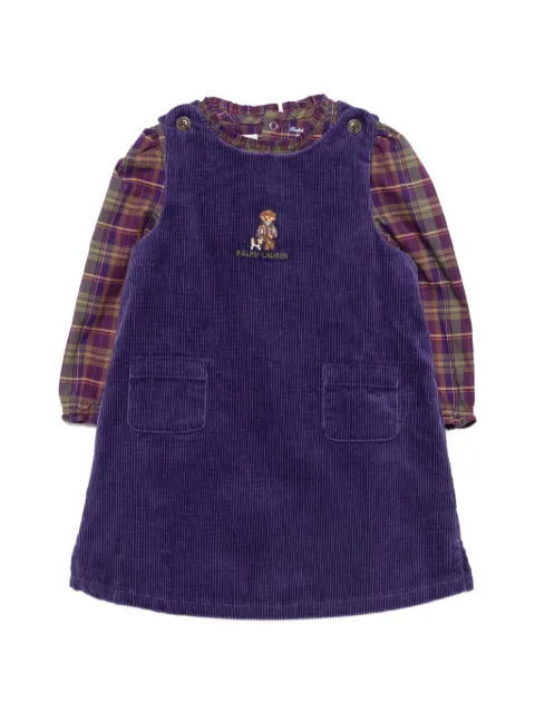 POLO RALPH LAUREN KIDS Polo Bear corduroy pinafore dress set