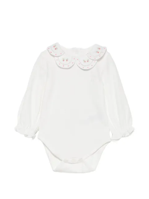 Tartine Et Chocolat floral-embroidered ruffled bodysuit