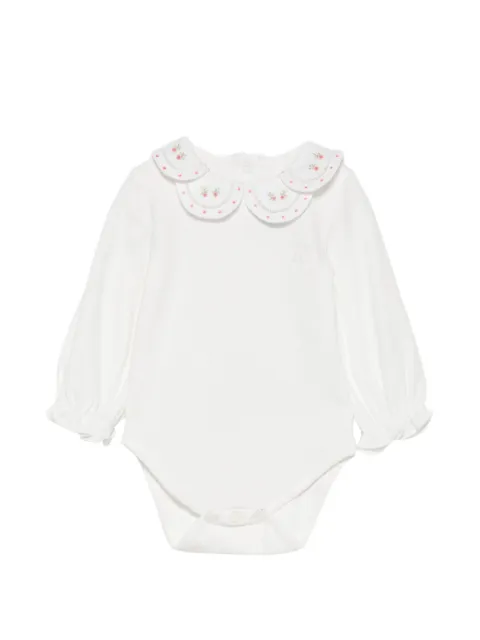 Tartine Et Chocolat floral-embroidered ruffled bodysuit