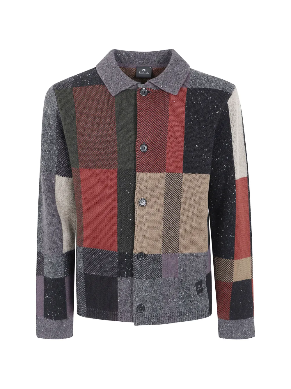 PS Paul Smith patchwork-pattern cardigan - Grigio