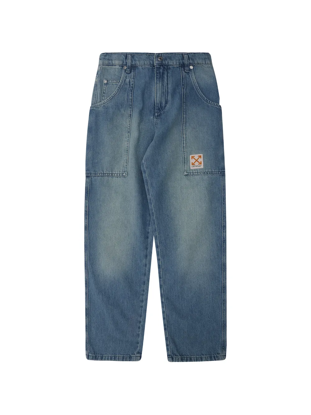 Off-White Kids Arrow patch cargo pants - Blu