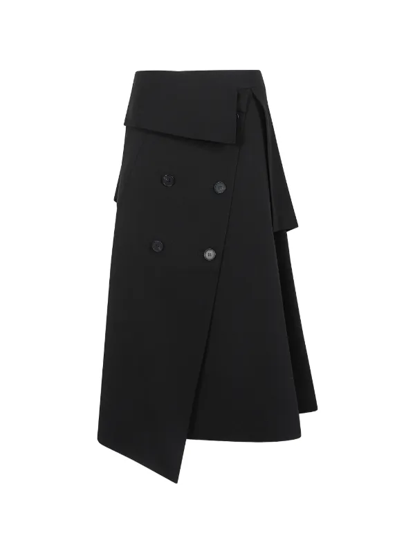 Róhe Deconstructed Trench Double-breasted Midi Skirt in Black