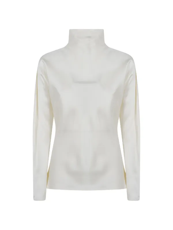 Róhe High-neck Button-back Top in Neutrals