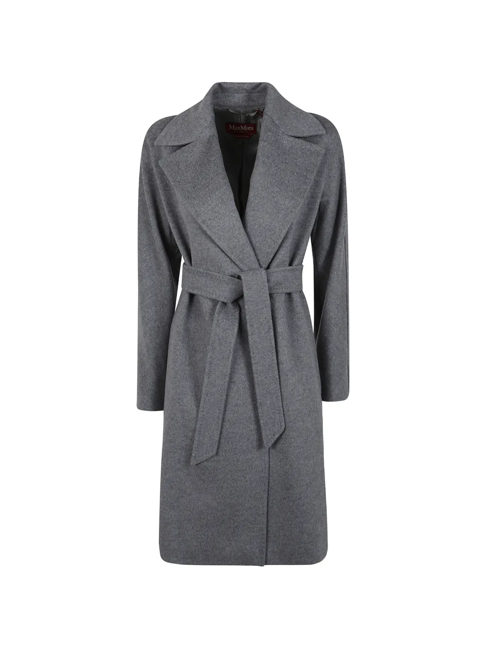 Max Mara Belted Single-breasted Coat In 그레이