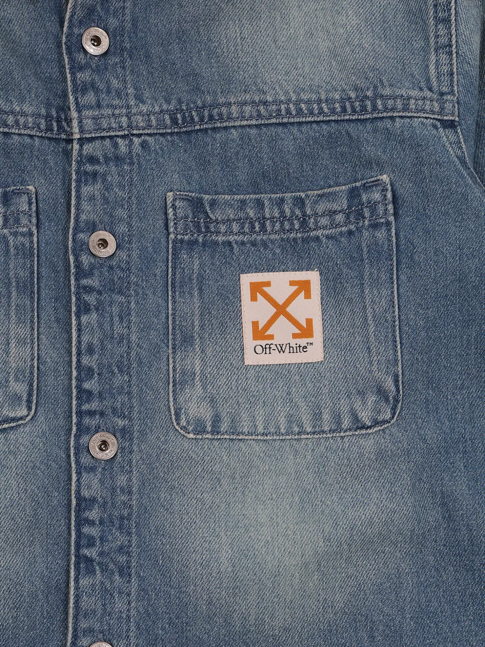 Off-White Kids Spijkershirt met logopatch Blauw