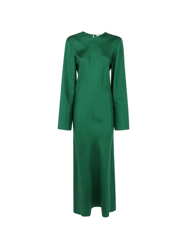 Róhe Silk Long-sleeve Maxi Dress in Green